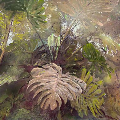 Monstera deliciosa, 2026, oil on canvas, 100 x100 cm